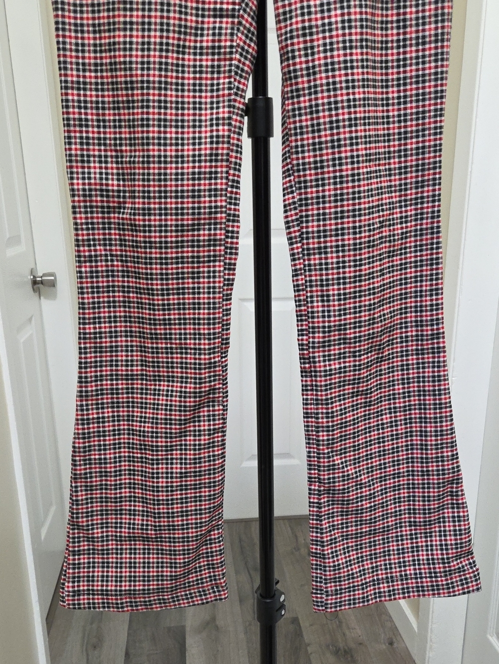 Urban Outfitters Pink Black Plaid Bootcut Flare Pants Y2K Preppy - Picture 4 of 8